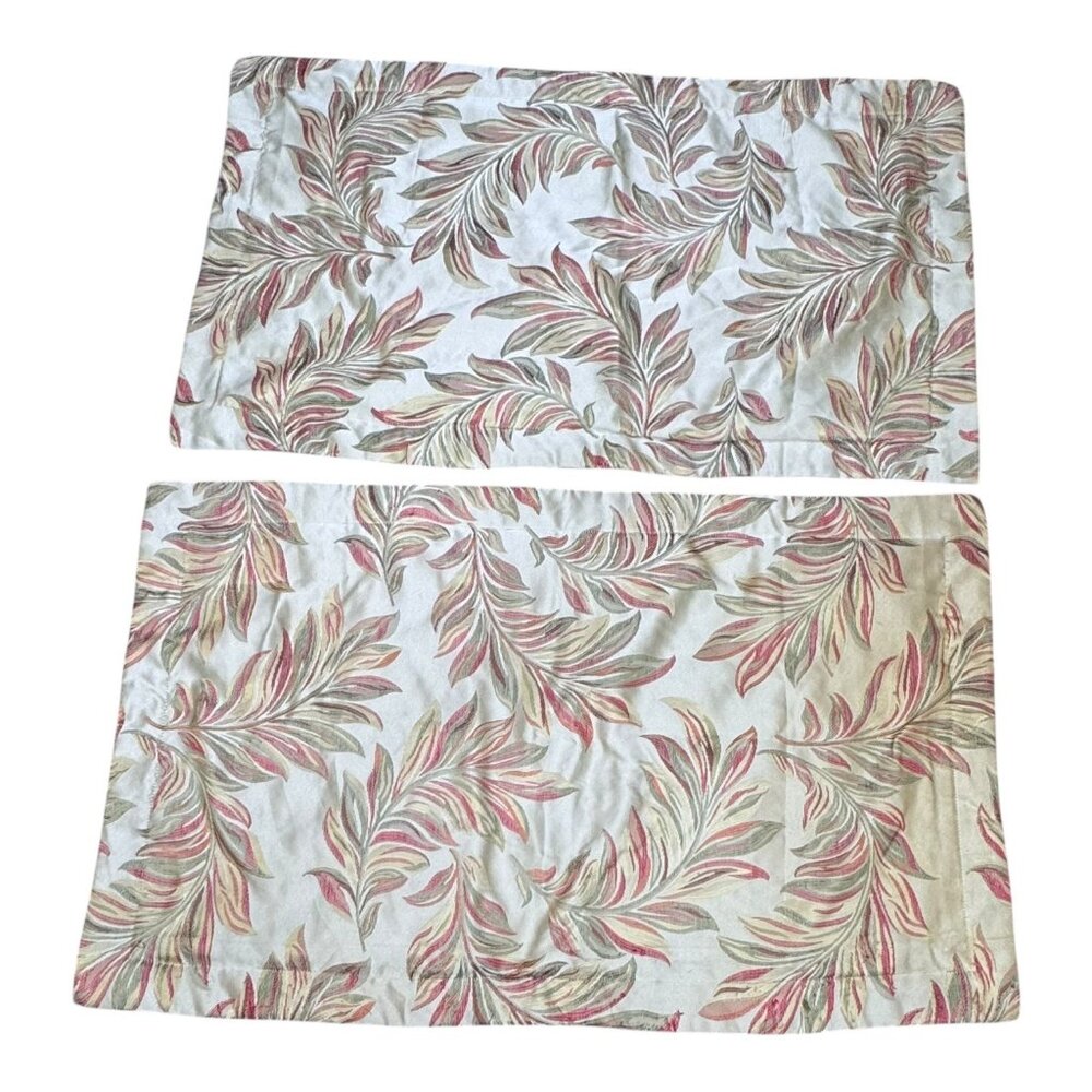 Vintage Thomasville Botanical Leaf Print Pillow Shams Tropical Fronds Home Decor
